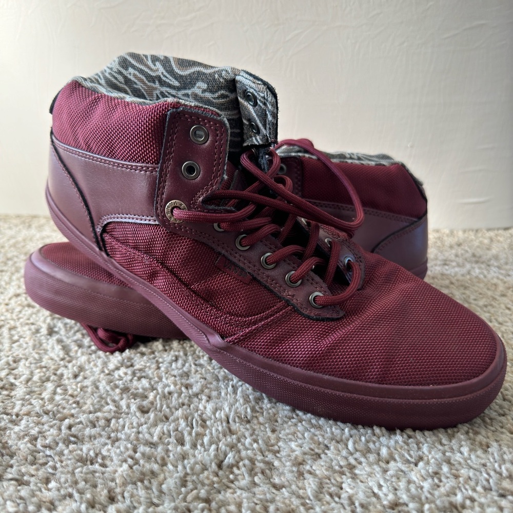 Maroon High Top Vans Sneakers